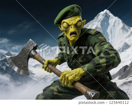 Battle of the insectoid alien Mantisman in the Rocky Mountains 125640112