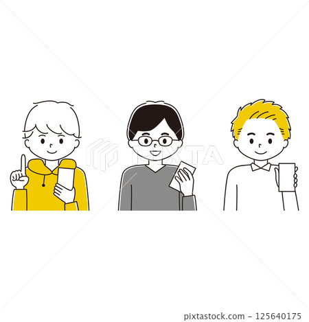 Illustration set of a man using a smartphone Illustration set of a man using a smartphone 125640175