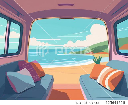從貨車裡望向大海 125641226