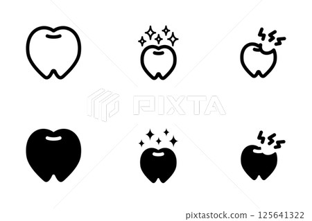 簡單的牙齒圖標集 簡單的牙齒圖標集 125641322