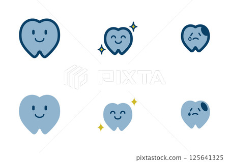 Tooth character icon set Tooth character icon set 125641325