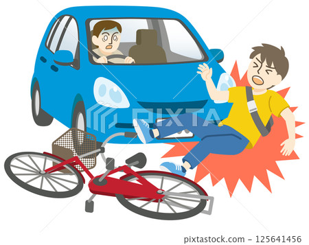 未戴安全帽的汽車和自行車事故 交通事故 125641456