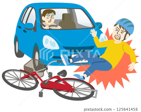 汽車和老年人自行車事故 交通事故 125641458