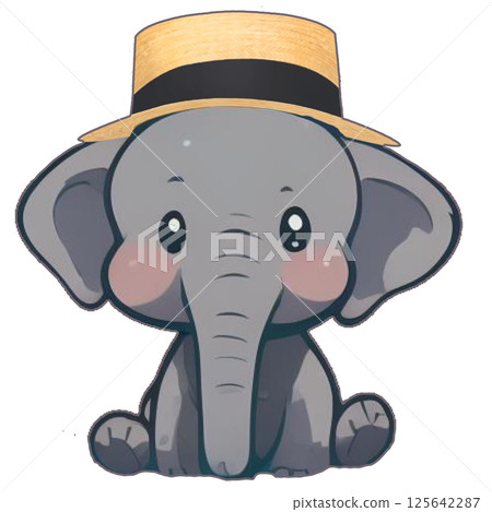 cute elephant playing with a baby 125642287