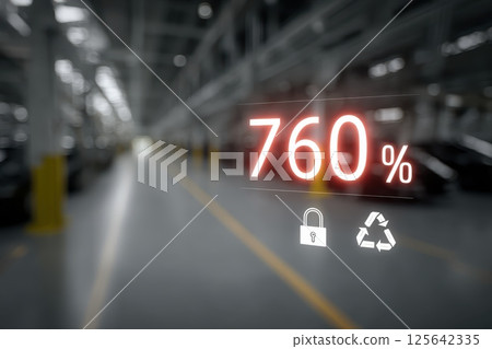 Smart Factory Dashboard Displaying Real-Time Power Consumption Metrics in Industrial Setting 125642335