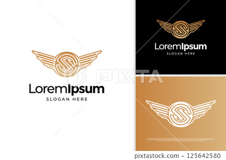 Letter S wing gold premium logo vector design template 125642580