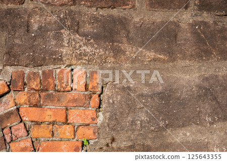 View of the ruined Scranton Iron Furnaces stone facade in Pennsylvania View of the ruined Scranton Iron Furnaces stone facade in Pennsylvania 125643355