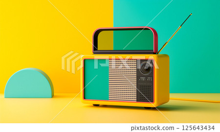 A retro design radio that can be used in emergencies with hand crank power generation 125643434