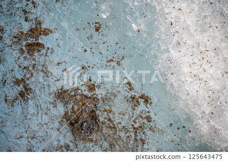 Selective focus on the ice sheet at the Athabasca Glacier in Jasper National Park  125643475