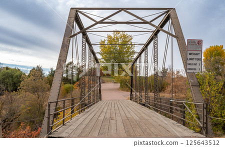 Foot bridge crossing at Palisades State Park in Garretson, South Dakota 125643512