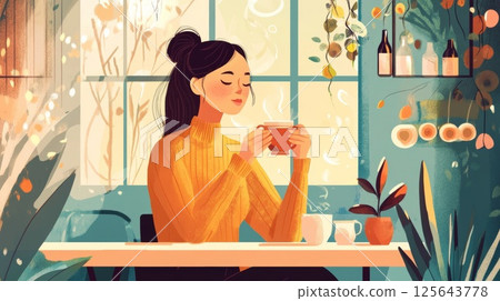  Women drinking herbal tea 125643778