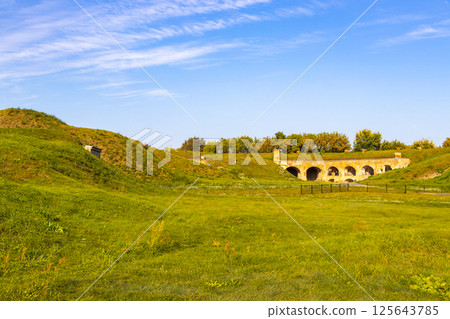 Brest Fortress castle building walls gates ruins in nature Belarus. 125643785