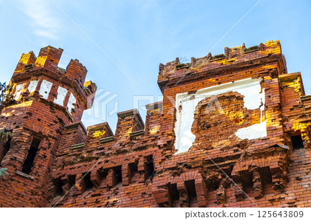 Old Brest Fortress castle building walls and gates ruins Belarus. 125643809