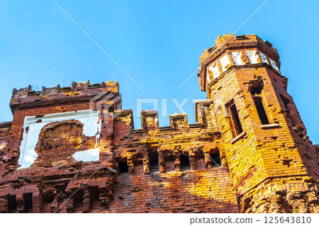 Old Brest Fortress castle building walls and gates ruins Belarus. 125643810