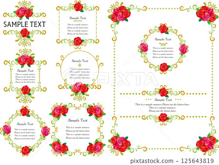 Vintage calligraphy style frame material 112 <Rose frame, decorative border, decorative frame, flower> Vintage calligraphy style frame material 112 <Rose frame, decorative border, decorative frame, flower> 125643819