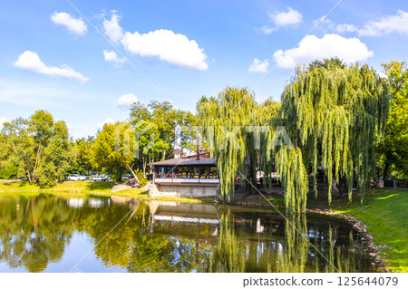Brest City Park Belarus green nature river lake pond bridge. Brest City Park Belarus green nature river lake pond bridge. 125644079