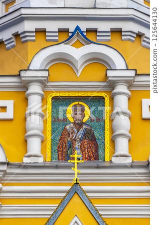 Saint Nicholas church cathedral with blue onion dome Brest Belarus. 125644130
