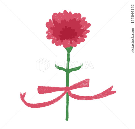 母親節康乃馨手繪插畫（附緞帶） 125644162