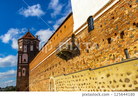 Mir Castle majestic fortification fortress Park monument in Mir Belarus. Mir Castle majestic fortification fortress Park monument in Mir Belarus. 125644180