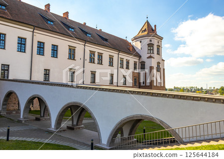 Mir Castle majestic fortification fortress Park monument in Mir Belarus. 125644184