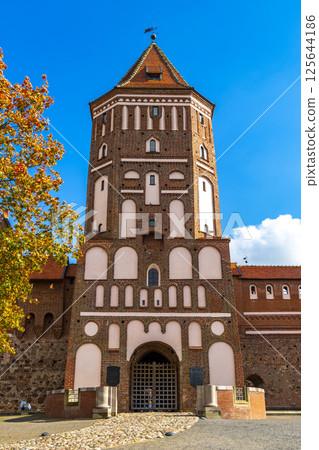 Mir Castle majestic fortification fortress Park monument in Mir Belarus. 125644186