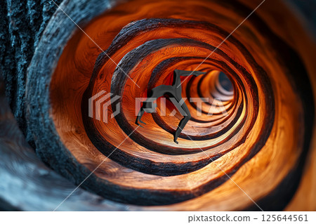 Spiral tunnel and dancer silhouette art 125644561