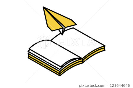 Open notebook and paper plane simple line icon, isometric illustration Open notebook and paper plane simple line icon, isometric illustration 125644646