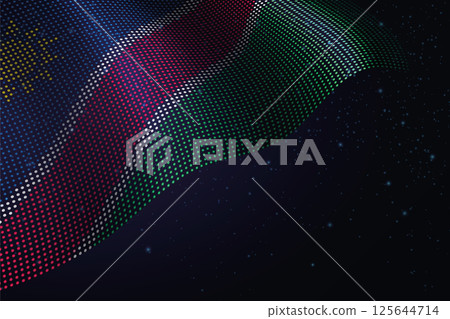 Namibia digital flag made of dots over a starry background 125644714