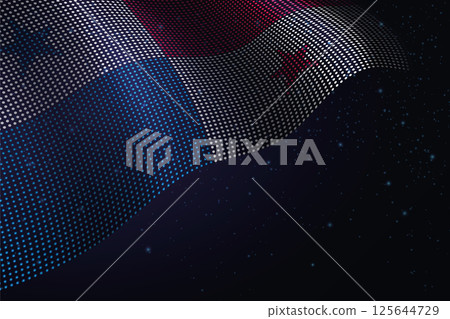 Panama digital flag made of dots over a starry background 125644729