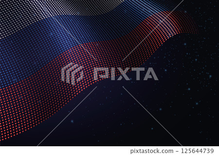 Russia digital flag made of dots over a starry background 125644739