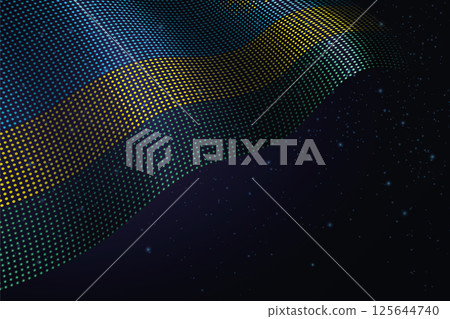 Rwanda digital flag made of dots over a starry background 125644740