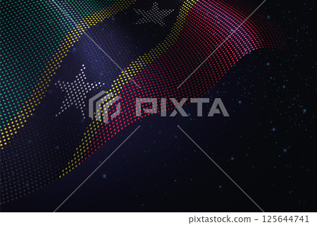 Saint Kitts and Nevis digital flag made of dots over a starry background 125644741