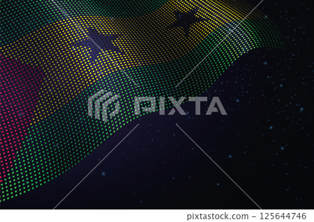 Sao Tome and Pr?ncipe digital flag made of dots over a starry background 125644746