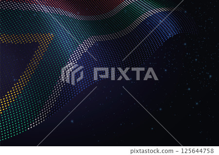 South Africa digital flag made of dots over a starry background 125644758