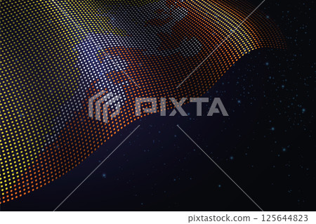 Bhutan digital flag made of dots over a starry background 125644823