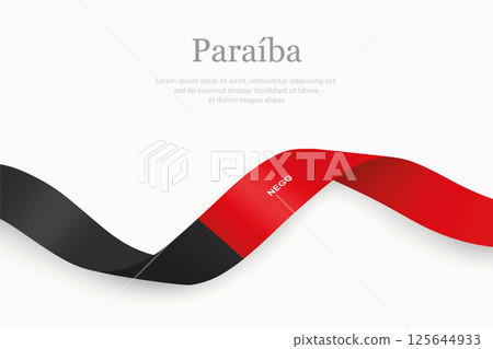 Paraiba flag on Waving ribbon. State of Brazil Paraiba flag on Waving ribbon. State of Brazil 125644933