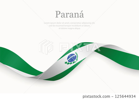 Parana flag on Waving ribbon. State of Brazil Parana flag on Waving ribbon. State of Brazil 125644934