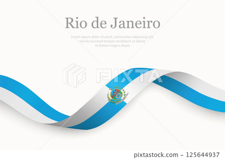 Rio de Janeiro flag on Waving ribbon. State of Brazil Rio de Janeiro flag on Waving ribbon. State of Brazil 125644937
