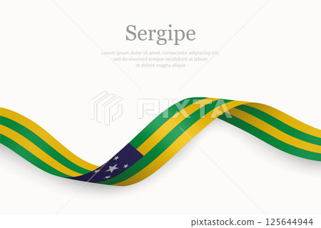 Sergipe flag on Waving ribbon. State of Brazil Sergipe flag on Waving ribbon. State of Brazil 125644944