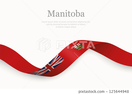Manitoba flag on Waving ribbon. Province of Canada Manitoba flag on Waving ribbon. Province of Canada 125644948
