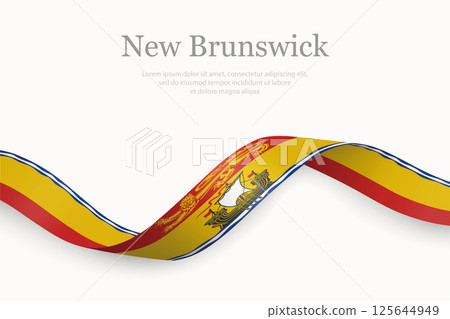 New Brunswick flag on Waving ribbon. Province of Canada 125644949