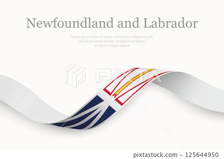 Newfoundland and Labrador flag on Waving ribbon. Province of Canada 125644950