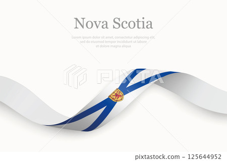 Nova Scotia flag on Waving ribbon. Province of Canada Nova Scotia flag on Waving ribbon. Province of Canada 125644952