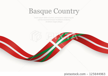 Basque Country flag on Waving ribbon. Autonomous community of Spain 125644963