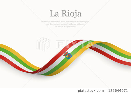 La Rioja flag on Waving ribbon. Autonomous community of Spain La Rioja flag on Waving ribbon. Autonomous community of Spain 125644971