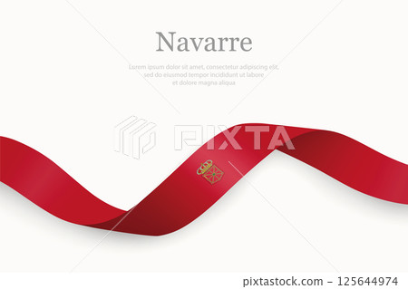 Navarre flag on Waving ribbon. Autonomous community of Spain 125644974