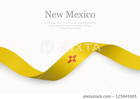 New Mexico Flag on Waving Ribbon. State of United States 125645005