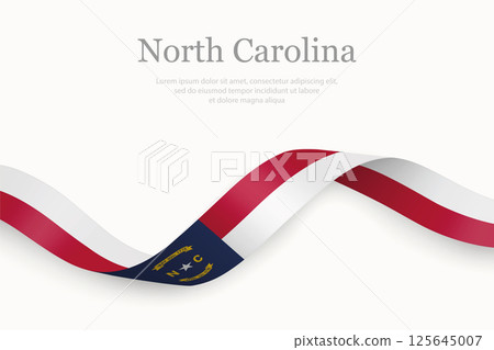 North Carolina Flag on Waving Ribbon. State of United States North Carolina Flag on Waving Ribbon. State of United States 125645007