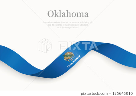 Oklahoma Flag on Waving Ribbon. State of United States 125645010