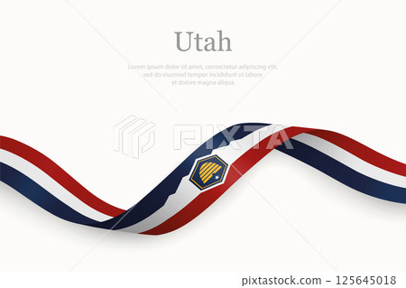 Utah Flag on Waving Ribbon. State of United States 125645018
